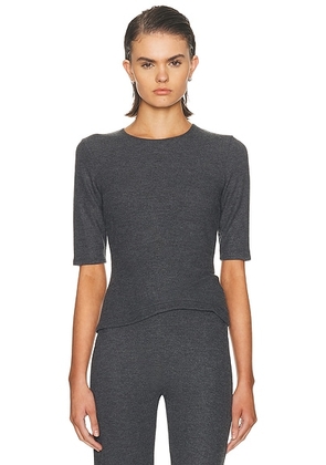 LESET Lauren Mid Sleeve Tee in Charcoal - Charcoal. Size L (also in M, S, XS).