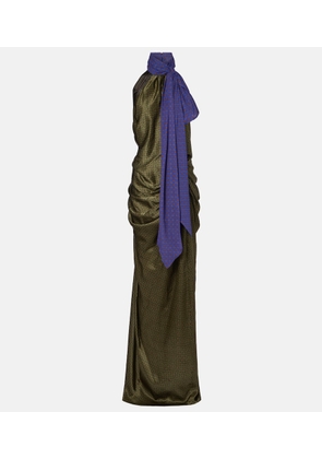Dries Van Noten Printed halterneck open-back silk satin gown