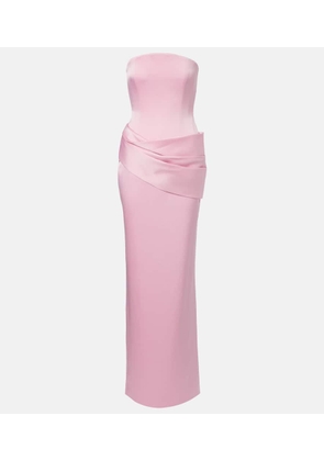 Alex Perry Draped satin crepe bustier gown