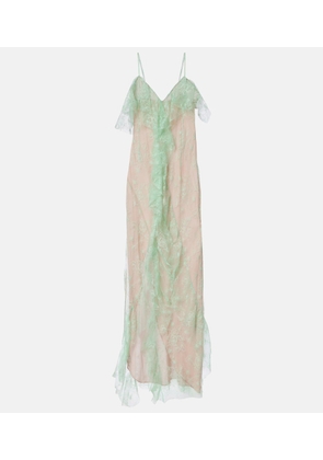 Blumarine Ruffled sheer lace gown