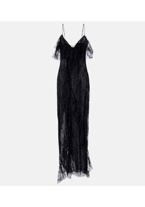 Blumarine Ruffled sheer lace gown