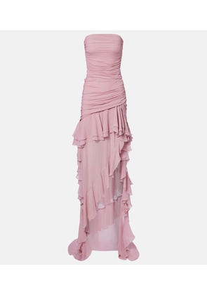 Blumarine Asymmetric ruffled georgette gown