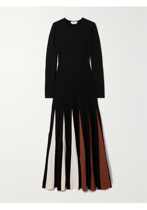 Gabriela Hearst - Ottavia Pleated Color-block Wool Midi Dress - Black - x small,small,medium,large,x large
