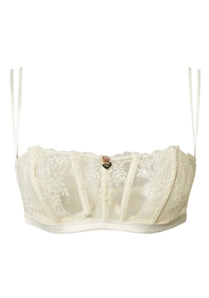 TWINSET embroidered tulle bandeau bra - White