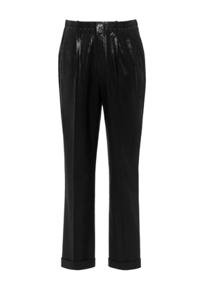 Maison Margiela pleated coated-finish trousers - Black