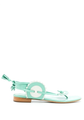 Sarah Chofakian leather Blossom flat sandals - Green