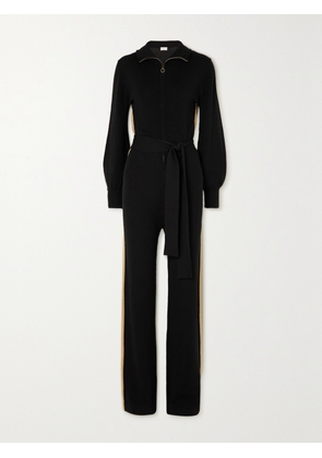 We Norwegians - Gelio Belted Merino Wool And Lurex Jumpsuit - Black - x small,small,medium,large