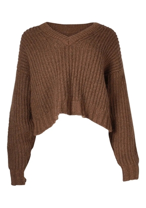 ANINE BING ribbed cropped sweater - Brown