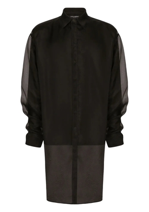 Dolce & Gabbana ruffle-detail semi-sheer shirt - Black