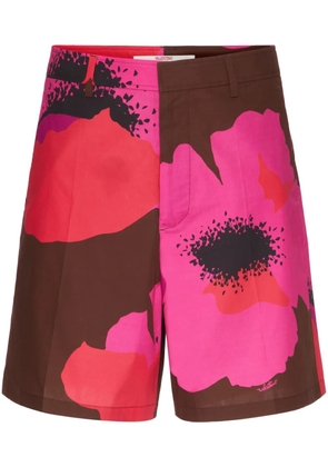 Valentino Garavani Flower Portrait-print bermuda shorts - Brown