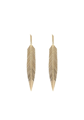 Cadar 18kt rose gold large feather drop earrings