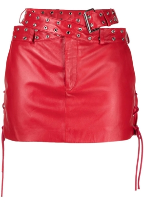 Monse belted criss-cross leather mini-skirt - Red