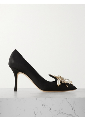 Manolo Blahnik - 90 Embellished Grosgrain Pumps - Black - IT35,IT36,IT36.5,IT37,IT37.5,IT38,IT38.5,IT39,IT39.5,IT40,IT40.5,IT41,IT41.5,IT42