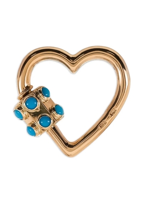 Marla Aaron 14K yellow gold Heart Lock turquoise pendant