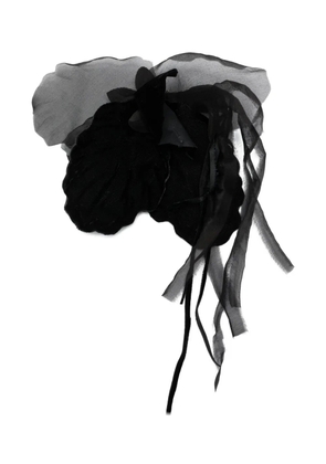 Alberta Ferretti velvet-sheer brooch - Black
