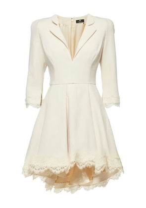 Elisabetta Franchi lace-trim mini dress - Neutrals
