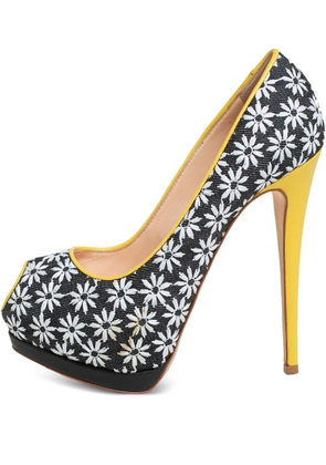 Giuseppe Zanotti Vintage pre-owned 140mm floral-print peep-toe sandals - Black