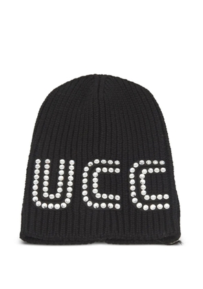 Gucci Pre-Owned Guccy crystal-embellished beanie - Black