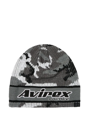 Palace x Avirex Nein Cuff logo-print beanie hat - Grey