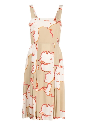 CHANEL Pre-Owned 2000 abstract-print silk dress - Brown