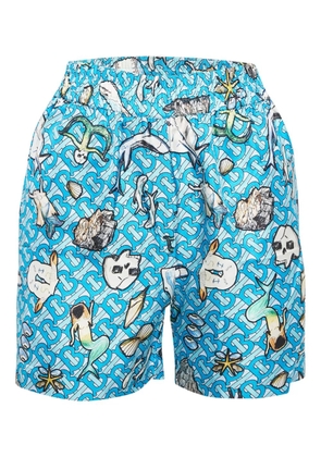 Burberry Pre-Owned 2024 monogram-marine printed silk shorts - Blue