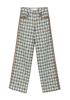 Giuseppe Di Morabito gingham-check braided-trimmed trousers - Blue