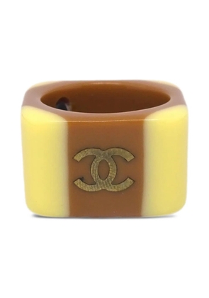CHANEL Pre-Owned 2001 CC striped ring - Brown