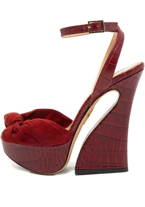 Charlotte Olympia 140mm crocodile-embossed platform sandals - Red