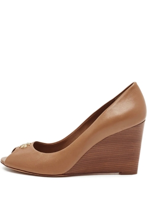 Tory Burch Reva leather peep-toe pumps - Brown