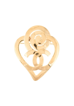 CHANEL Pre-Owned 1995 CC heart brooch - Gold