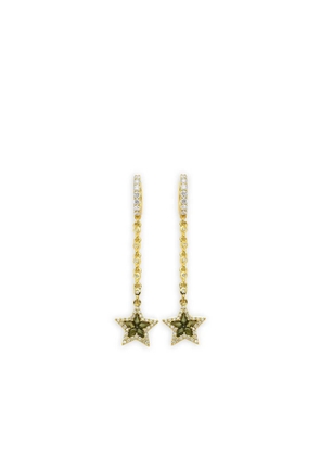 BUDDHA MAMA 20K yellow gold diamond green tourmaline star drop earrings