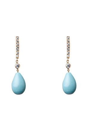 Piranesi 18K yellow gold diamond turquoise drop earrings