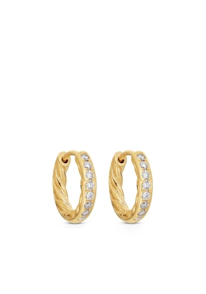 David Yurman 18K yellow gold pavé huggie diamond hoop earrings (13mm) - D88ADI GOLD