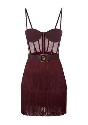 Elisabetta Franchi fringed tulle mini dress - Red