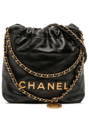 CHANEL Pre-Owned 2021-2025 Mini Shiny Calfskin 22 Handbag satchel - Black