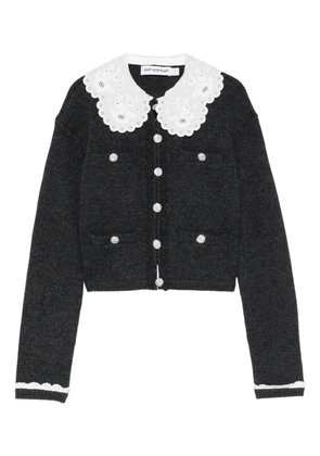 Self-Portrait lace-collar button cardigan - Grey