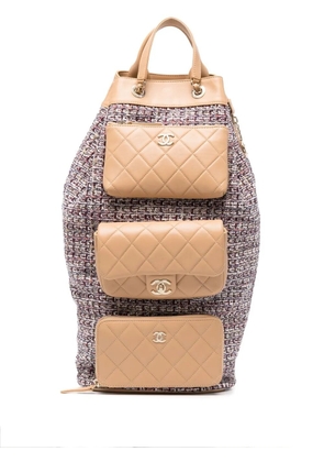 CHANEL Pre-Owned 2019 multi-pocket tweed backpack - Pink