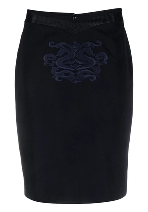 Gianfranco Ferré Pre-Owned 1990s embroidery-detailed pencil skirt - Blue