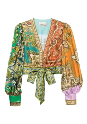 ALEMAIS paisley-print tie-front top - Green