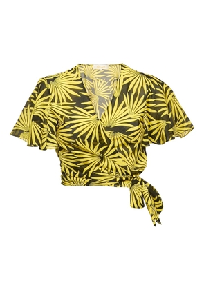 Diane Von Furstenberg Vintage 2024 palm-print wrap top - Black