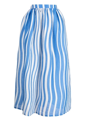 Bambah Sicily striped linen midi skirt - Blue