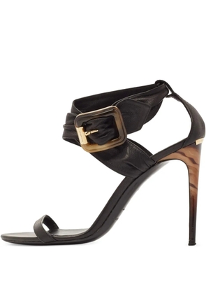 Burberry Pre-Owned 100mm buckled leather heeled sandals - Brown