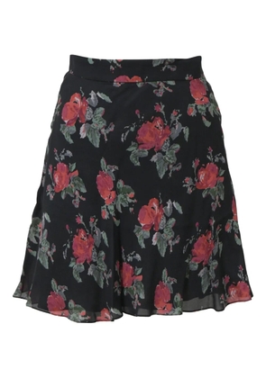 Saint Laurent Pre-Owned floral-print A-line mini skirt - Black