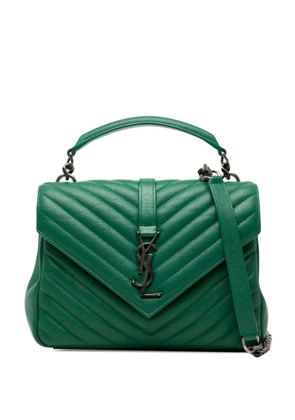 Saint Laurent Pre-Owned 2018 Medium Quilted Chevron Sheepskin College satchel - Green