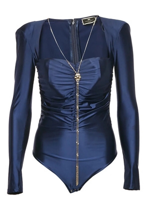 Elisabetta Franchi satin long-sleeve bodysuit - Blue