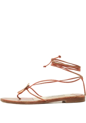 Jimmy Choo Pre-Owned leather ankle-wrap sandals - Orange