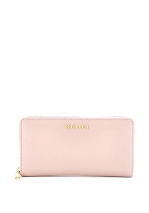 Gucci Pre-Owned Logo Script Zip Around Wallet Leather small wallets - Pink