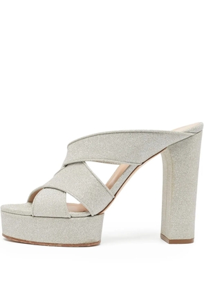 Casadei Vintage 120mm Glitter platform sandals - Silver