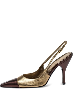 Casadei Vintage 100mm leather slingback pumps - Gold