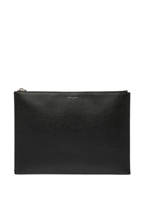 Saint Laurent Pre-Owned 2019 Grain De Poudre Zipped Tablet Holder clutch bag - Black